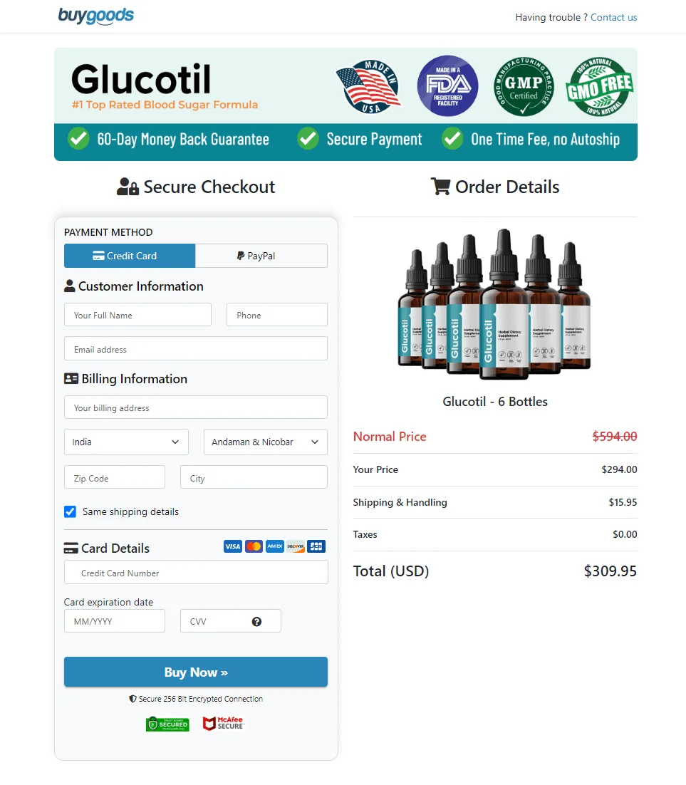 Glucotil cheakout